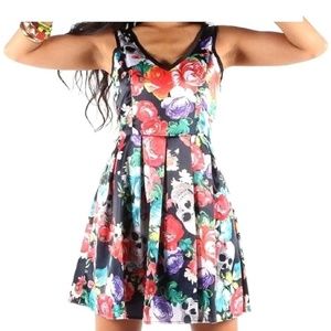 (Reposhing) Iron fist Floral Skull Skater Dress XL